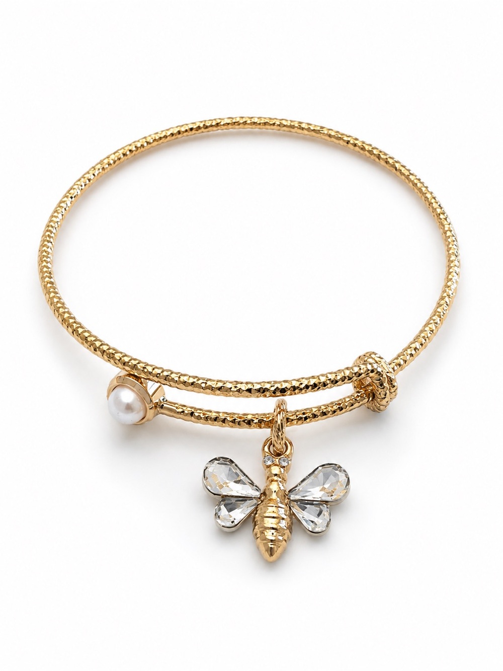 Mary Kay Gold Bee Charm Bangle with Pearl Accent